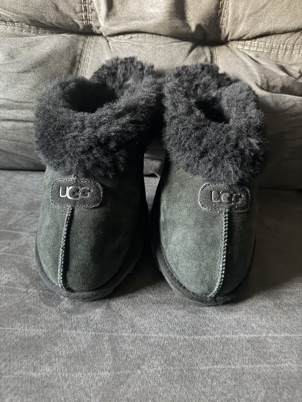 UGG Tasman Black Suede Slippers Womens Size 11